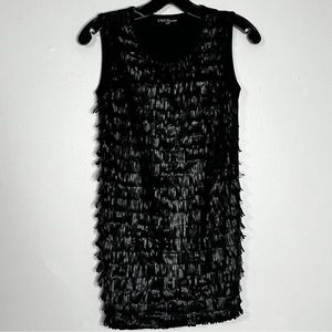 Coco & Tashi Women's Black Fringe Sheath Dress